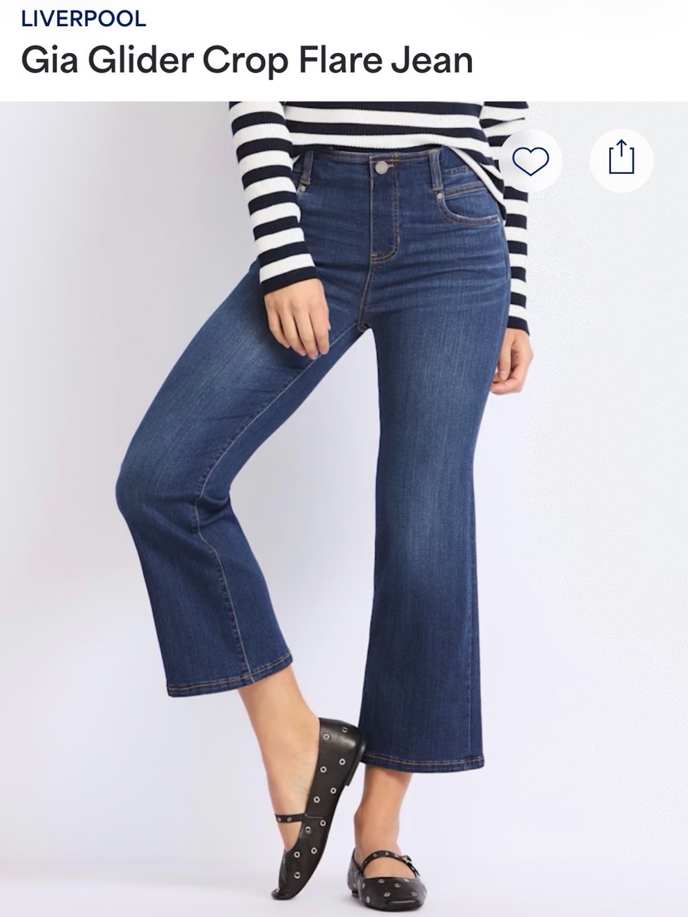 Liverpool Gia Glider Cropped Flare Jeans - Dark Blue